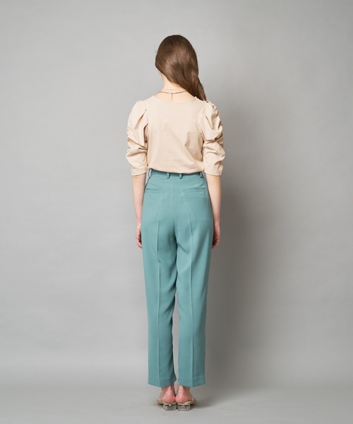 CIAOPANIC（チャオパニック）の「バイオ天竺ギャザースリーブTシャツ（Tシャツ/カットソー・レディース・ベージュ/ブラック/ホワイト/グリーン/ダークグリーン/ブルー・FREE）」の18枚目の写真