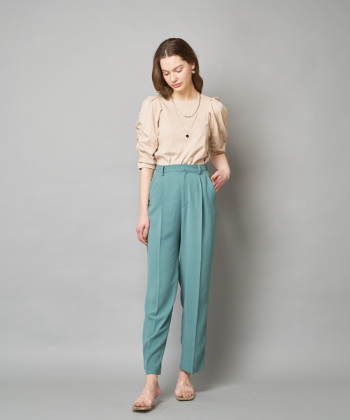 CIAOPANIC（チャオパニック）の「バイオ天竺ギャザースリーブTシャツ（Tシャツ/カットソー・レディース・ベージュ/ブラック/ホワイト/グリーン/ダークグリーン/ブルー・FREE）」の15枚目の写真