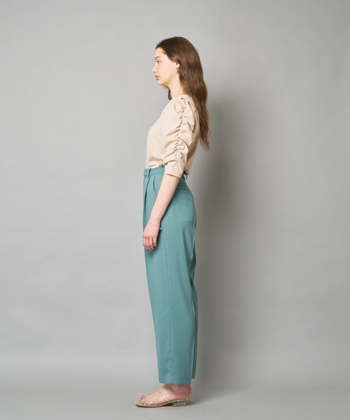 CIAOPANIC（チャオパニック）の「バイオ天竺ギャザースリーブTシャツ（Tシャツ/カットソー・レディース・ベージュ/ブラック/ホワイト/グリーン/ダークグリーン/ブルー・FREE）」の17枚目の写真