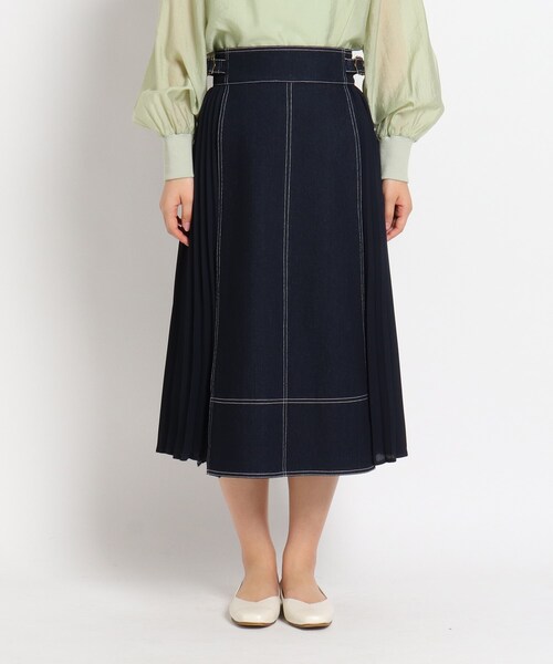 grove（グローブ）の「◆【S-LL】デニムアソートサイドプリーツスカート（デニムスカート・レディース・アイボリー/カーキ/ネイビー/ブルー・03/04/01/02）」の11枚目の写真