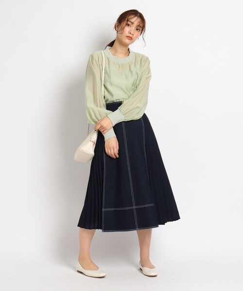 grove（グローブ）の「◆【S-LL】デニムアソートサイドプリーツスカート（デニムスカート・レディース・アイボリー/カーキ/ネイビー/ブルー・03/04/01/02）」の12枚目の写真