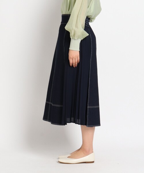 grove（グローブ）の「◆【S-LL】デニムアソートサイドプリーツスカート（デニムスカート・レディース・アイボリー/カーキ/ネイビー/ブルー・03/04/01/02）」の16枚目の写真