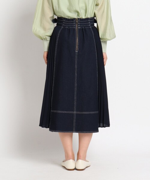 grove（グローブ）の「◆【S-LL】デニムアソートサイドプリーツスカート（デニムスカート・レディース・アイボリー/カーキ/ネイビー/ブルー・03/04/01/02）」の5枚目の写真