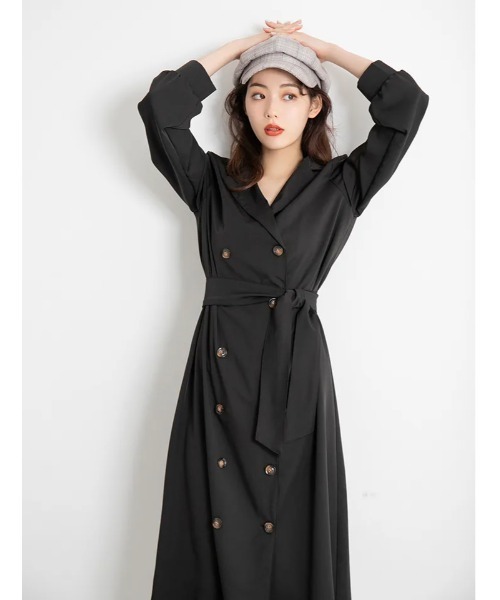 値下げ!美品✳︎春トレンチコート✴︎ワンピースの様なシルエット fifth calin(フィフスカラン)の「トレンチコート風ワンピース