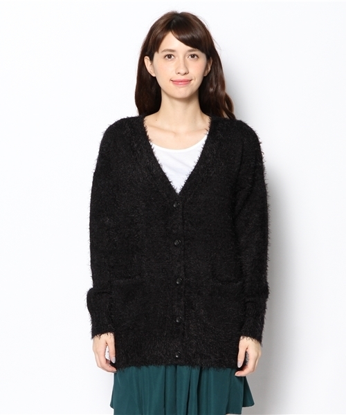 mystic（ミスティック）の「フェザーヤーンVカーディガン（カーディガン/ボレロ・レディース・ブラック/アイボリー/グレー・ﾌﾘ-）」の4枚目の写真