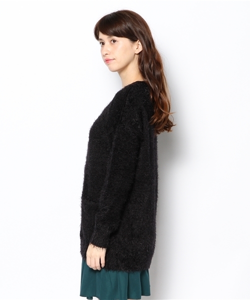 mystic（ミスティック）の「フェザーヤーンVカーディガン（カーディガン/ボレロ・レディース・ブラック/アイボリー/グレー・ﾌﾘ-）」の5枚目の写真