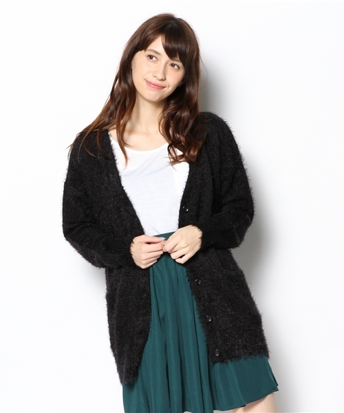 mystic（ミスティック）の「フェザーヤーンVカーディガン（カーディガン/ボレロ・レディース・ブラック/アイボリー/グレー・ﾌﾘ-）」の7枚目の写真