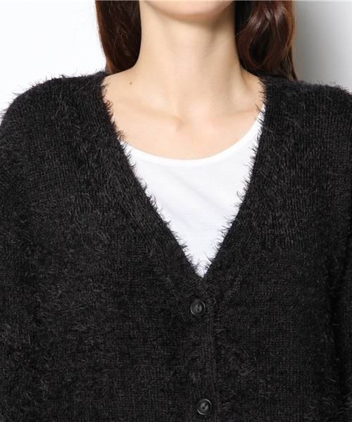 mystic（ミスティック）の「フェザーヤーンVカーディガン（カーディガン/ボレロ・レディース・ブラック/アイボリー/グレー・ﾌﾘ-）」の8枚目の写真