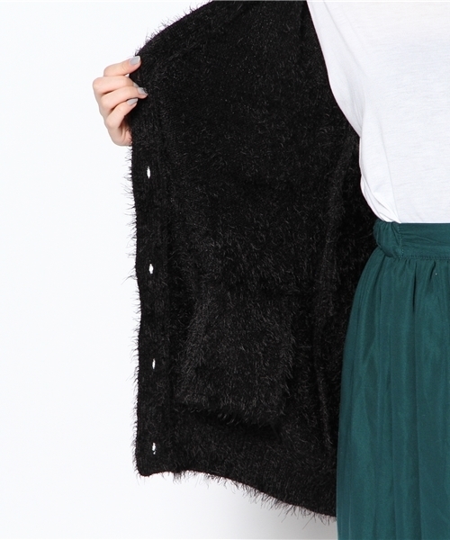 mystic（ミスティック）の「フェザーヤーンVカーディガン（カーディガン/ボレロ・レディース・ブラック/アイボリー/グレー・ﾌﾘ-）」の11枚目の写真