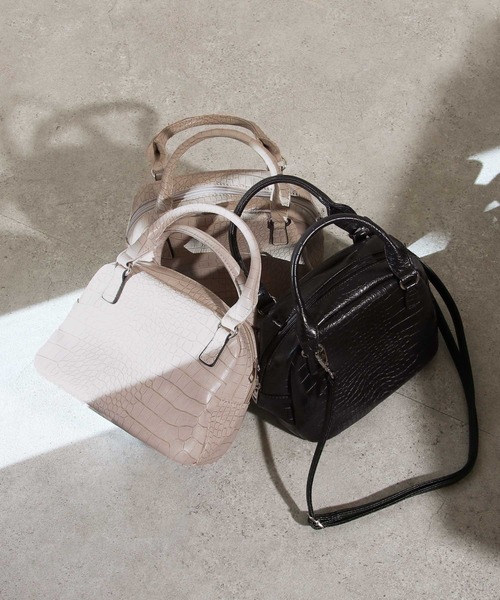 Chillfar（チルファー）の「2wayクロコ柄フェイクレザーハンドバッグ/ショルダーバッグ（ハンドバッグ・レディース・ブラック/グレー/ピンク・FREE）」の4枚目の写真