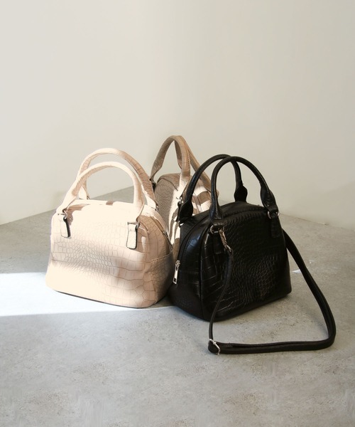 Chillfar（チルファー）の「2wayクロコ柄フェイクレザーハンドバッグ/ショルダーバッグ（ハンドバッグ・レディース・ブラック/グレー/ピンク・FREE）」の5枚目の写真