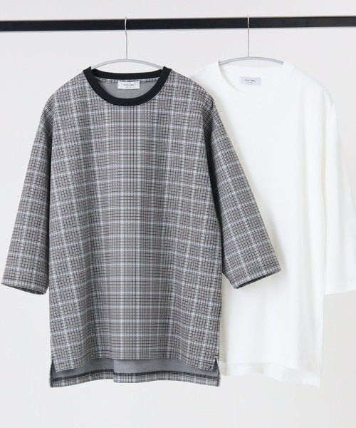 Plus One プルオーバーと７分袖tシャツがセット 7分袖チェックレイヤード Tシャツ カットソー Plus One プラスワン のファッション通販 Zozotown