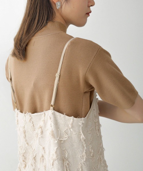 Bab（バブ）の「プチハイネック半袖プルオーバー（ニット/セーター・レディース・オフホワイト/ラベンダー/グレー/ミント/ブラック/サックスブルー/オレンジ系その他/ベージュ/イエロー・FREE/TL）」の5枚目の写真