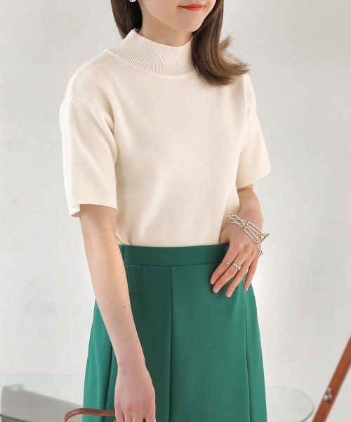 Bab（バブ）の「プチハイネック半袖プルオーバー（ニット/セーター・レディース・オフホワイト/ラベンダー/グレー/ミント/ブラック/サックスブルー/オレンジ系その他/ベージュ/イエロー・FREE/TL）」の22枚目の写真