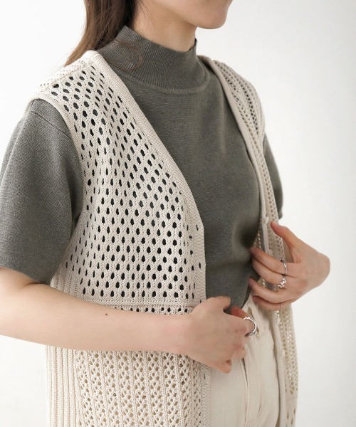 Bab（バブ）の「プチハイネック半袖プルオーバー（ニット/セーター・レディース・オフホワイト/ラベンダー/グレー/ミント/ブラック/サックスブルー/オレンジ系その他/ベージュ/イエロー・FREE/TL）」の20枚目の写真