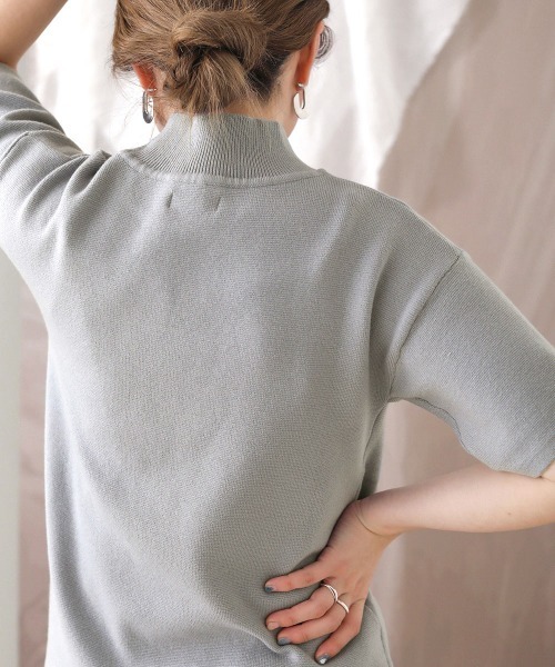 Bab（バブ）の「プチハイネック半袖プルオーバー（ニット/セーター・レディース・オフホワイト/ラベンダー/グレー/ミント/ブラック/サックスブルー/オレンジ系その他/ベージュ/イエロー・FREE/TL）」の16枚目の写真