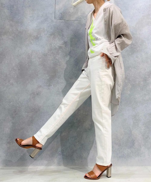 Q（キュー）の「バンドカラーシャツストライプ（シャツ/ブラウス・レディース・グリーン系その他・MEDIUM）」の6枚目の写真