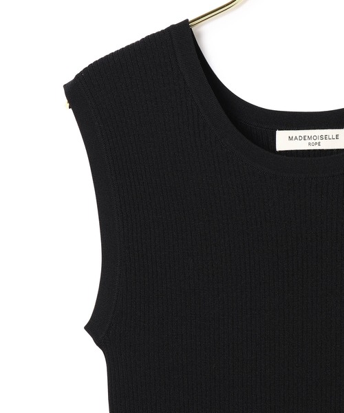 MADEMOISELLE ROPE'（マドモアゼル ロペ）の「リブサマーニットノースリーブプルオーバー（Tシャツ/カットソー・レディース・ブラック/オフホワイト/ライトグリーン・38）」の14枚目の写真