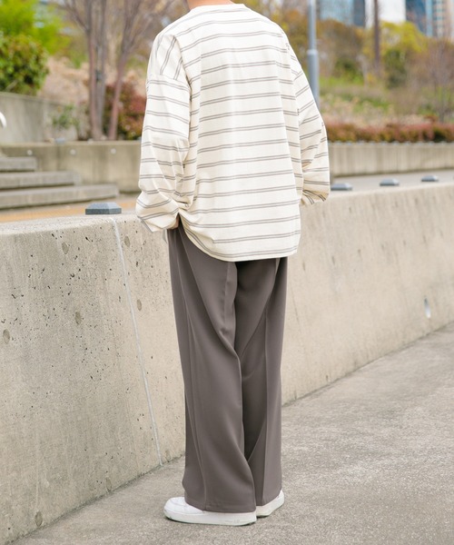 Perushu（ペルーシュ）の「P刺繍ボーダーロンT（Tシャツ/カットソー・メンズ・オフホワイト/グリーン/ダークオレンジ・MEDIUM/LARGE/X-LARGE）」の4枚目の写真