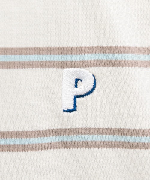 Perushu（ペルーシュ）の「P刺繍ボーダーロンT（Tシャツ/カットソー・メンズ・オフホワイト/グリーン/ダークオレンジ・MEDIUM/LARGE/X-LARGE）」の14枚目の写真
