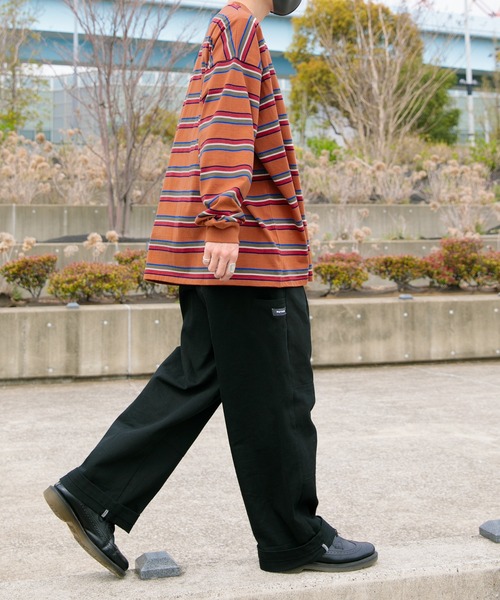 Perushu（ペルーシュ）の「P刺繍ボーダーロンT（Tシャツ/カットソー・メンズ・オフホワイト/グリーン/ダークオレンジ・MEDIUM/LARGE/X-LARGE）」の15枚目の写真