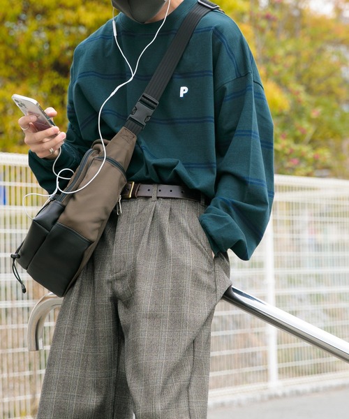 Perushu（ペルーシュ）の「P刺繍ボーダーロンT（Tシャツ/カットソー・メンズ・オフホワイト/グリーン/ダークオレンジ・MEDIUM/LARGE/X-LARGE）」の13枚目の写真