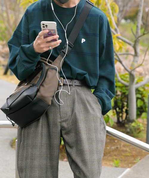 Perushu（ペルーシュ）の「P刺繍ボーダーロンT（Tシャツ/カットソー・メンズ・オフホワイト/グリーン/ダークオレンジ・MEDIUM/LARGE/X-LARGE）」の8枚目の写真