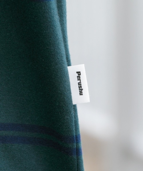 Perushu（ペルーシュ）の「P刺繍ボーダーロンT（Tシャツ/カットソー・メンズ・オフホワイト/グリーン/ダークオレンジ・MEDIUM/LARGE/X-LARGE）」の18枚目の写真