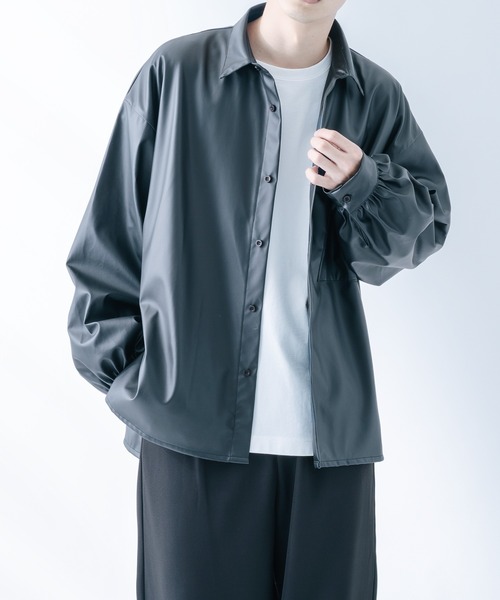 epnok（エプノック）の「シンセティックレザールーズシャツ（シャツ/ブラウス・メンズ・ブラック・MEDIUM/SMALL/LARGE）」の15枚目の写真