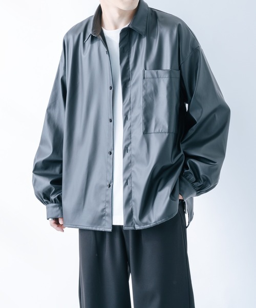 epnok（エプノック）の「シンセティックレザールーズシャツ（シャツ/ブラウス・メンズ・ブラック・MEDIUM/SMALL/LARGE）」の18枚目の写真