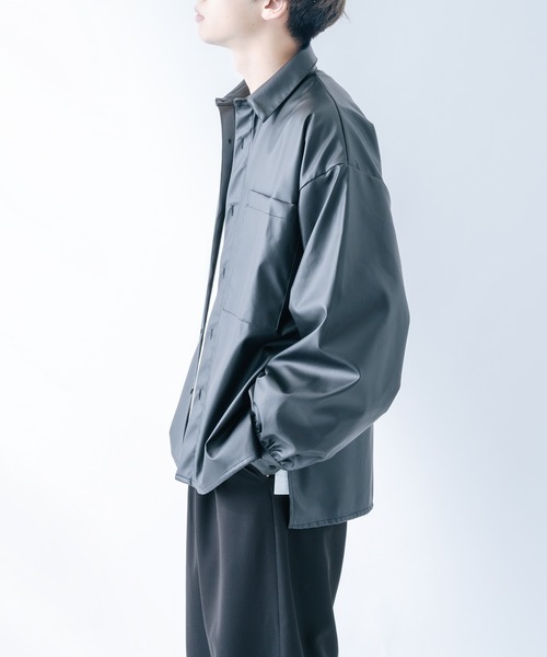 epnok（エプノック）の「シンセティックレザールーズシャツ（シャツ/ブラウス・メンズ・ブラック・MEDIUM/SMALL/LARGE）」の10枚目の写真