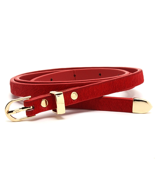 AZUL by moussy（アズールバイマウジー）の「10m/mハラコ無地細ベルト（ベルト・レディース・ワインレッド/キャメル/ブラック・FREE）」の3枚目の写真