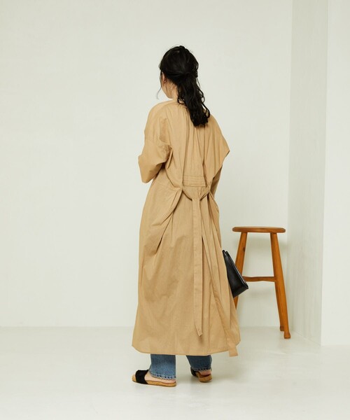 FREAK'S STORE（フリークスストア）の「5分袖シャツワンピース（シャツワンピース・レディース・ブラック/オフホワイト/パープル/ベージュ/ブラウン・ﾌﾘ-）」の6枚目の写真