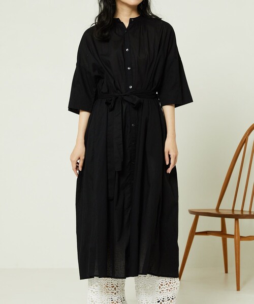 FREAK'S STORE（フリークスストア）の「5分袖シャツワンピース（シャツワンピース・レディース・ブラック/オフホワイト/パープル/ベージュ/ブラウン・ﾌﾘ-）」の13枚目の写真