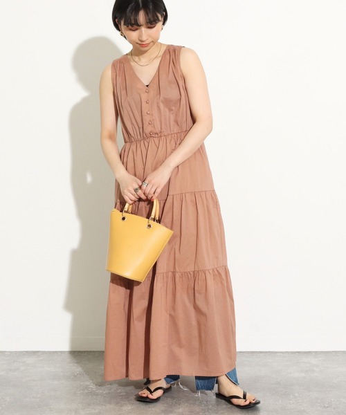 Factor=（ファクターイコール）の「ティアードノースリーブワンピース（ワンピース・レディース・オレンジ/モカ・FREE）」の11枚目の写真