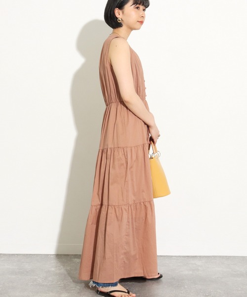 Factor=（ファクターイコール）の「ティアードノースリーブワンピース（ワンピース・レディース・オレンジ/モカ・FREE）」の13枚目の写真