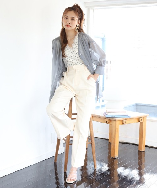 one after another NICE CLAUP（ワンアフターアナザーナイスクラップ）の「Vネックシアーシャツ（シャツ/ブラウス・レディース・ピンク/アイボリー/ブルーグレー/ライトピンク・FREE）」の19枚目の写真