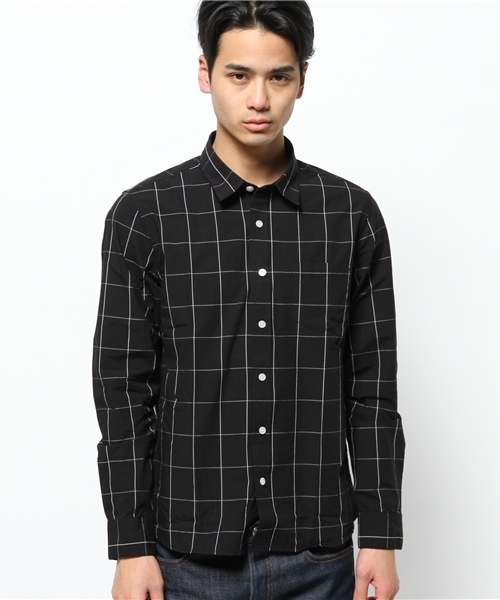 WEGO(ウィゴー)の「WEGO/ウィンドウペンチェックシャツ(シャツ/ブラウス・メンズ・ブラック/ネイビー・LARGE/MEDIUM)」の3枚目の写真
