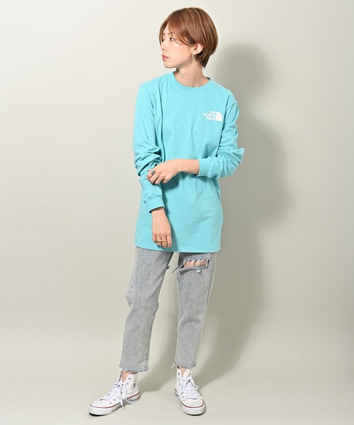 THE NORTH FACE（ザノースフェイス）の「THE NORTH FACE (ザ・ノース フェイス) THROBACK 長袖Tシャツ（Tシャツ/カットソー・レディース・ライトブルー・S）」の14枚目の写真