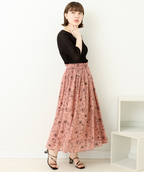 libelle more(リベル モア)の「R/Tスラブ 線描きプリントギャザースカート(スカート・レディース・ブラック/オフホワイト/サーモンピンク・M)」の14枚目の写真
