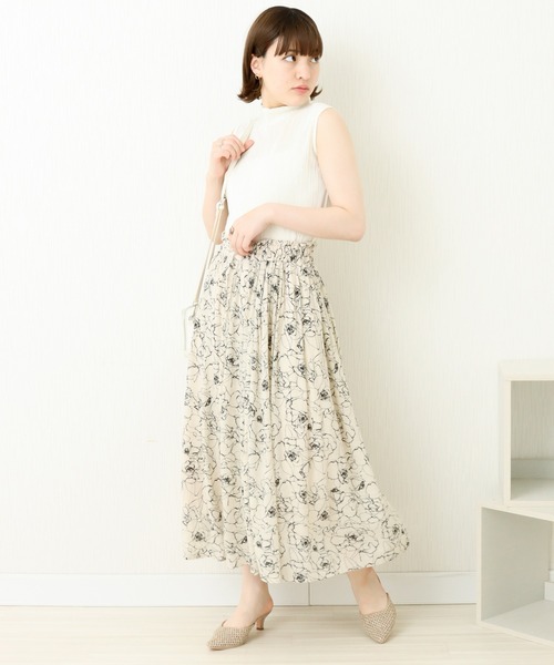 libelle more(リベル モア)の「R/Tスラブ 線描きプリントギャザースカート(スカート・レディース・ブラック/オフホワイト/サーモンピンク・M)」の8枚目の写真