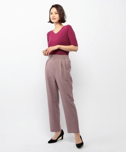 MEW'S REFINED CLOTHES（ミューズリファインドクローズ）の「Vネックリブ5分袖ニット（ニット/セーター・レディース・ピンク/ベージュ/ブラック/モカ/ブルー系その他/ホワイト・MEDIUM）」の14枚目の写真