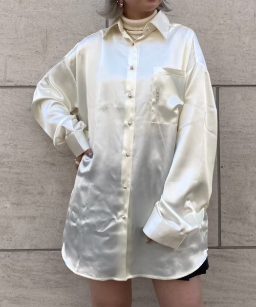 Ctr1（コントロール）の「Ctr1/コントロール/サテンシャツ（シャツ/ブラウス・レディース・オフホワイト/ベージュ・FREE）」の11枚目の写真