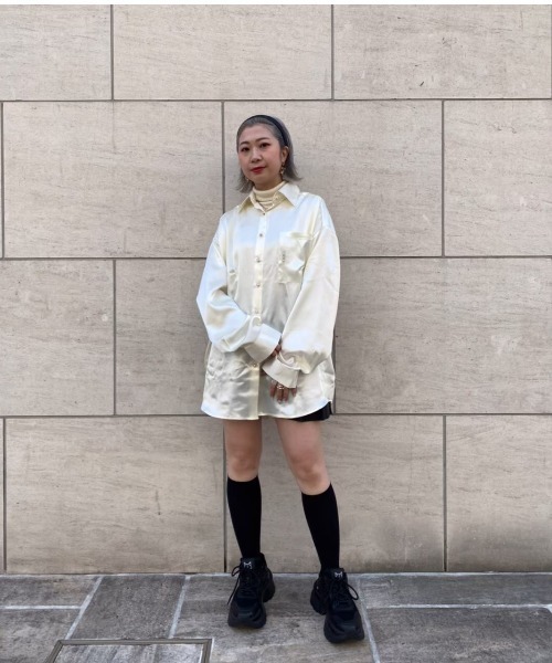 Ctr1（コントロール）の「Ctr1/コントロール/サテンシャツ（シャツ/ブラウス・レディース・オフホワイト/ベージュ・FREE）」の14枚目の写真