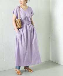 URBAN RESEARCH ROSSO WOMEN | UR GREEN Vネックギャザーワンピース(ワンピース)