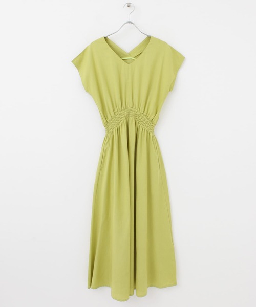 URBAN RESEARCH ROSSO WOMEN（アーバンリサーチ　ロッソ）の「UR GREEN Vネックギャザーワンピース（ワンピース・レディース・チャコールグレー/イエロー/パープル系その他・FREE）」の18枚目の写真