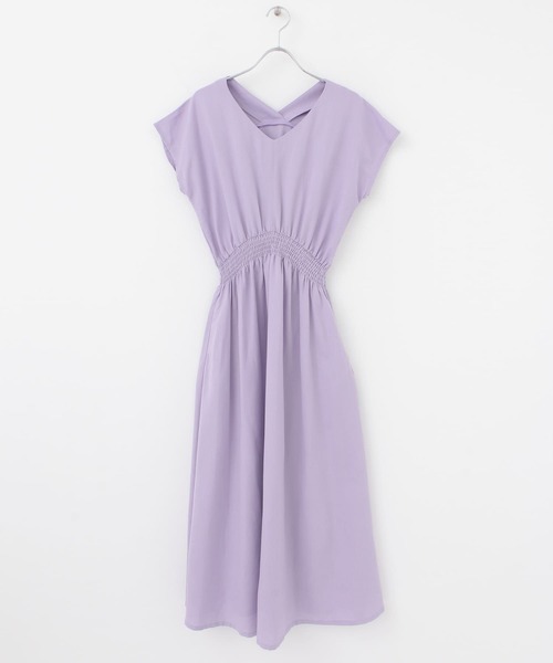 URBAN RESEARCH ROSSO WOMEN（アーバンリサーチ　ロッソ）の「UR GREEN Vネックギャザーワンピース（ワンピース・レディース・チャコールグレー/イエロー/パープル系その他・FREE）」の20枚目の写真