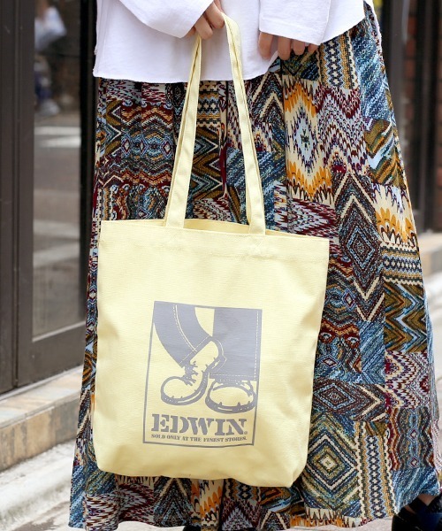 EDWIN(エドウィン)の「EDWINコラボ キャンバストート【EDWIN×チチカカ】(トートバッグ・レディース・ピンク/イエロー/グリーン/アイボリー・FREE)」の3枚目の写真