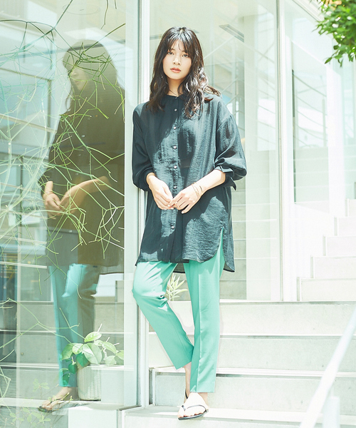 abahouse mavie（アバハウスマヴィ）の「【EC先行販売】ヴィンテージシアーボイルボサムシャツ（シャツ/ブラウス・レディース・ダークオレンジ/ブラック/ベージュ/ダークグリーン・フリー）」の5枚目の写真