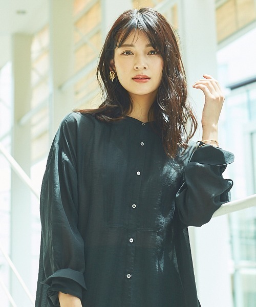 abahouse mavie（アバハウスマヴィ）の「【EC先行販売】ヴィンテージシアーボイルボサムシャツ（シャツ/ブラウス・レディース・ダークオレンジ/ブラック/ベージュ/ダークグリーン・フリー）」の2枚目の写真